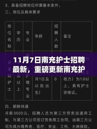 11月7日南充护士招聘最新资讯,把握机会,开启职业新征程