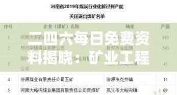 二四六每日免费资料揭晓:矿业工程领域EHN336.92预测