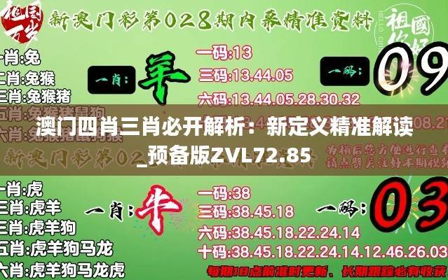 澳门四肖三肖必开解析:新定义精准解读_预备版ZVL72.85