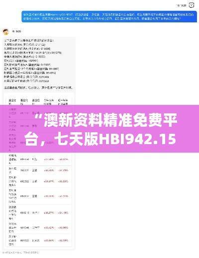 “澳新资料精准免费平台,七天版HBI942.15方案深度解析”
