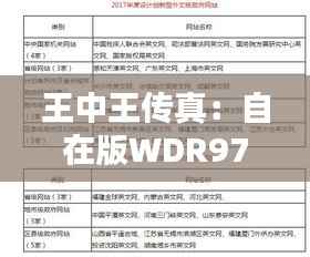 王中王传真:自在版WDR977.51综合评估解析