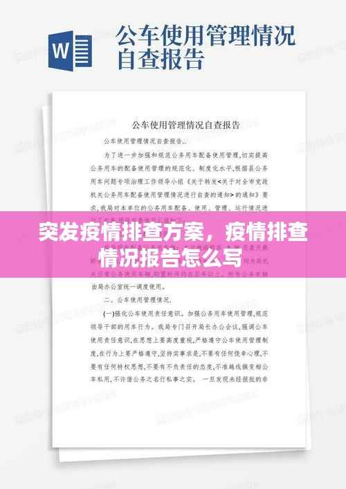 突发疫情排查方案,疫情排查情况报告怎么写