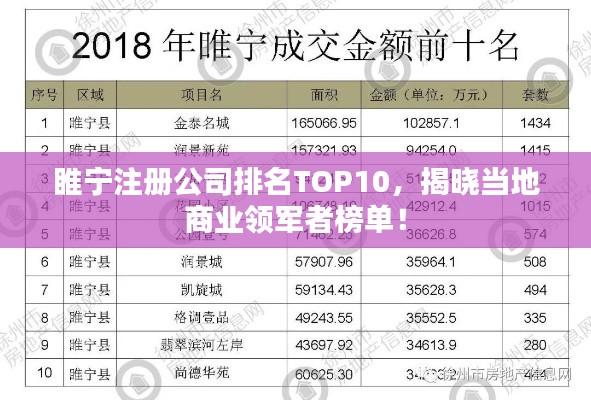 睢宁注册公司排名TOP10，揭晓当地商业领军者榜单！